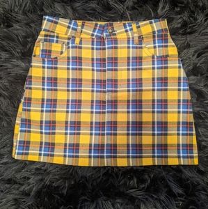 Forever 21. Yellow and Blue Plaid Mini Skirt. Size Small.